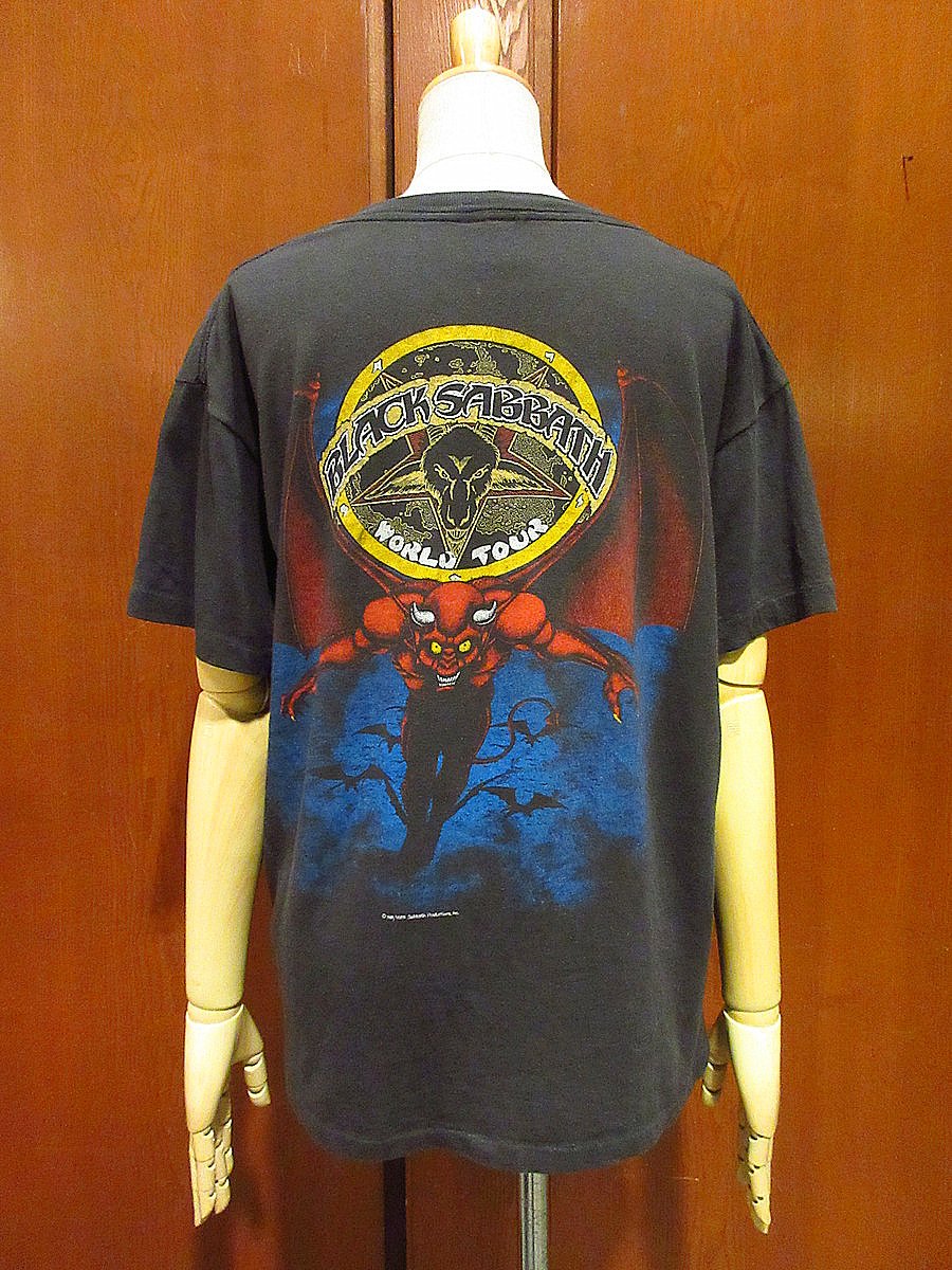 ビンテージ80's○Black SabbathワールドツアーTシャツ黒size L○24061