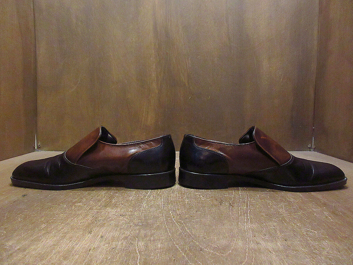 ビンテージ60's70's○KINGSWAYツートンボタンシューズ黒×茶size