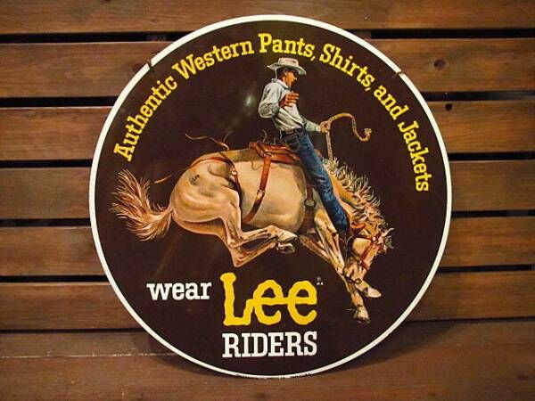 ビンテージ70's○Lee RIDERSメタルサイン○230918i13-signリー看板ディ