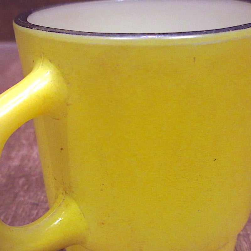 Fire King○スタッキングマグ黄○240329y2-frkファイヤーキング食器