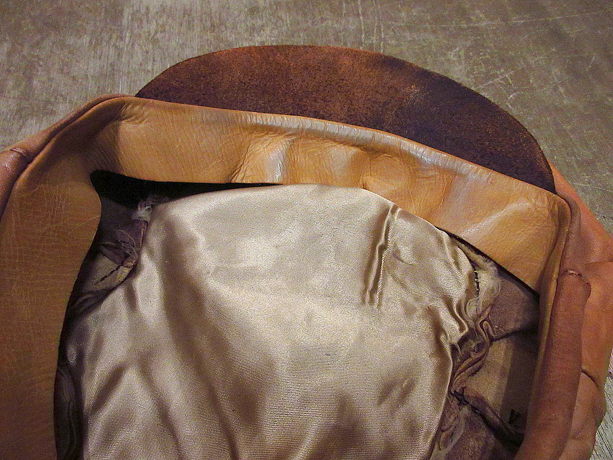 60s本革ヴィンテージキャスケット ビンテージ60's70's○6パネルレザーキャスケット茶○220906i7-m