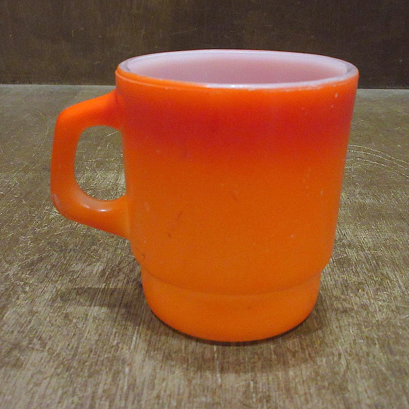 ファイヤーキング22㌢ ビンテージ○Fire Kingスタッキングマグ赤×オレンジ○240316j6-frk