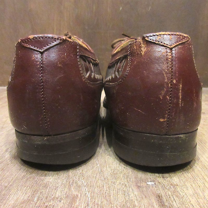 ビンテージ30's40's○KNAPPレザーメッシュシューズ茶size 6 1/2 E○260