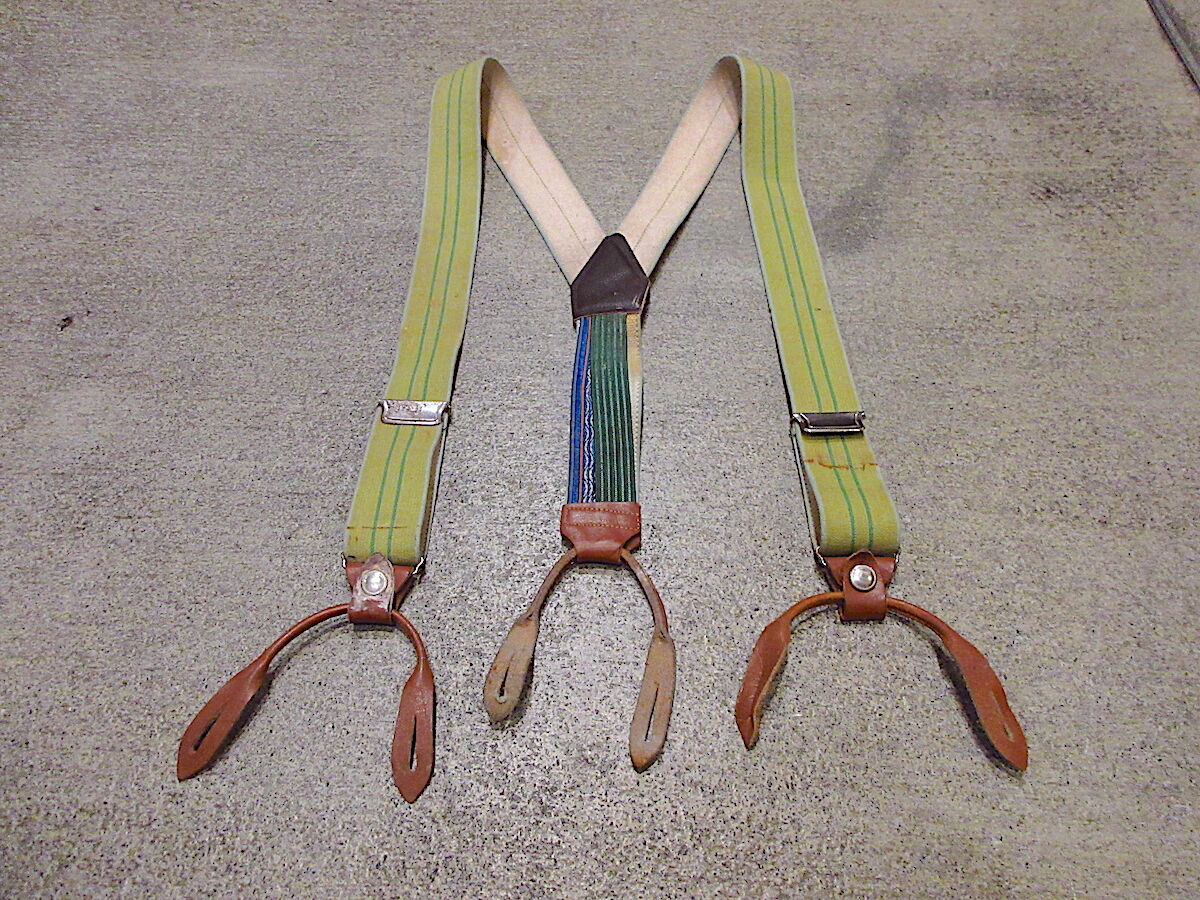 40s'50s'ビンテージ シュライナー サスペンダーボタン チェンジボタン ビンテージ~50's○ボタン留めストライプポリスサスペンダー○220624r9