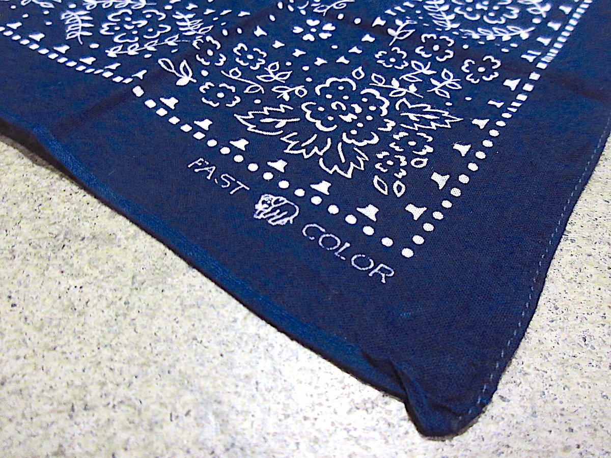 ビンテージ40's○FAST COLOR下鼻象マークコットンバンダナ紺○260111m1