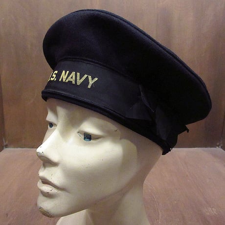 ビンテージ40's●U.S.NAVYウールベレー帽●210907i5-m-cp-ber 1940sミリタリー米軍実物USN海軍帽子