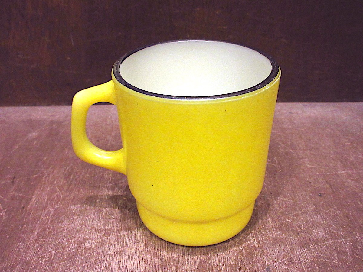 Fire King○スタッキングマグ黄○240329y2-frkファイヤーキング食器