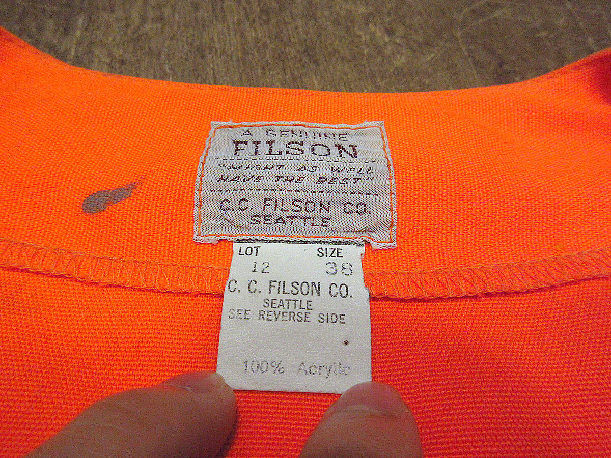 ビンテージ○FILSONハンティングベストオレンジsize 38○230627j3-m-vs
