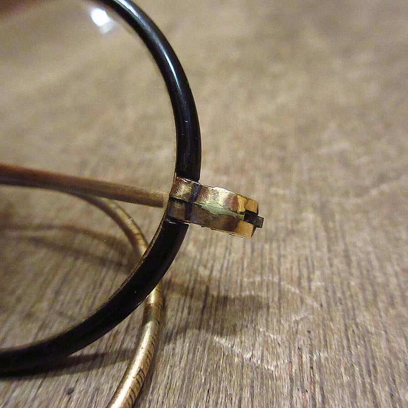 ビンテージ20's30's○G.F.SHUR-ONサイドマウントセル巻きラウンド眼鏡