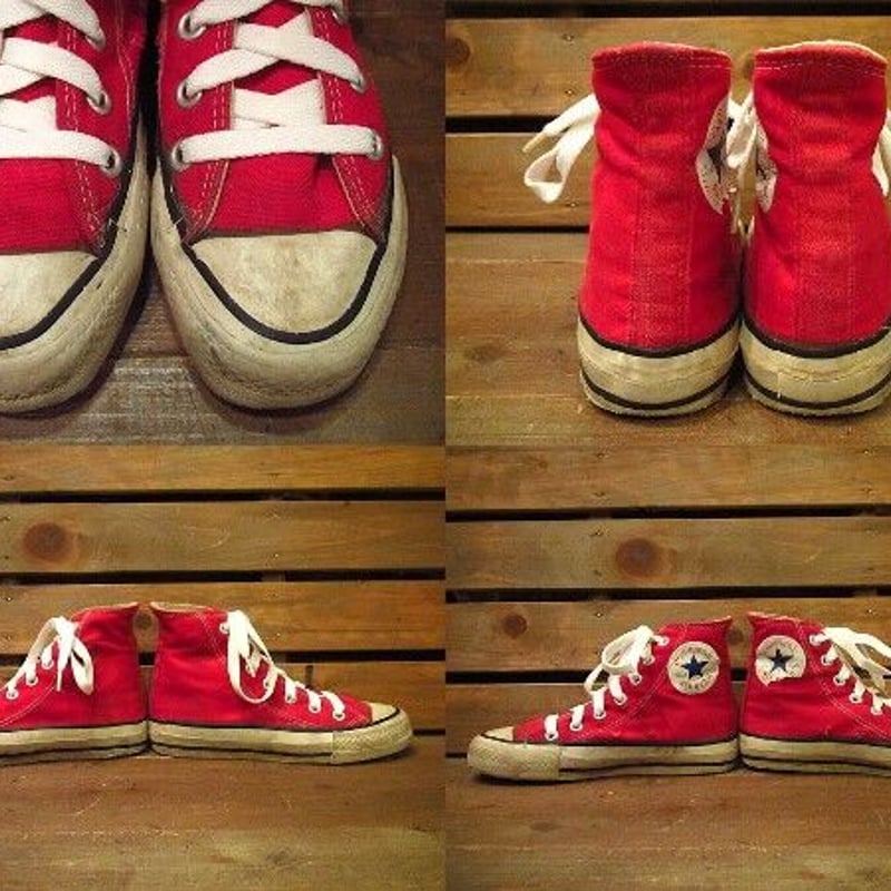 ビンテージ80's○CONVERSEオールスターHI赤1 1/2○210728i10-w-sn