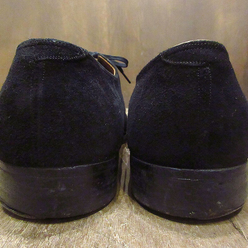ビンテージ50's○FLORSHEIMキャップトゥスウェードシューズ黒size 10 1