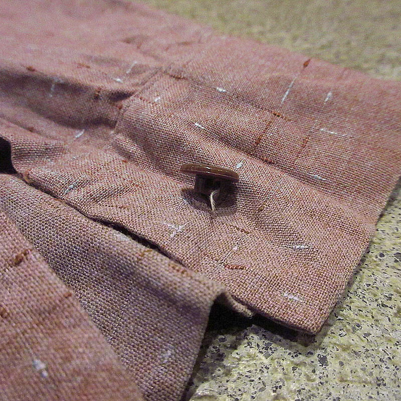 ビンテージ50's○ネップ織りカスリ柄レーヨンループカラーシャツ