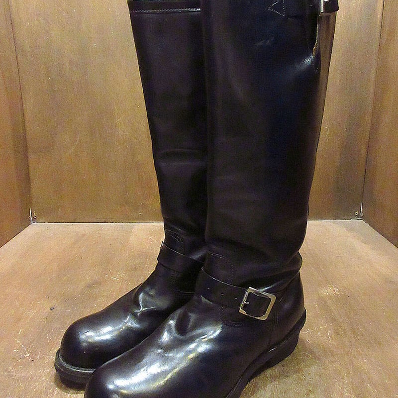 28cm Harley-Davidson バイカーブーツP4530 ビンテージ80's○Chippewa×HARLEY-DAVIDSONスチールトゥサイドジップロ