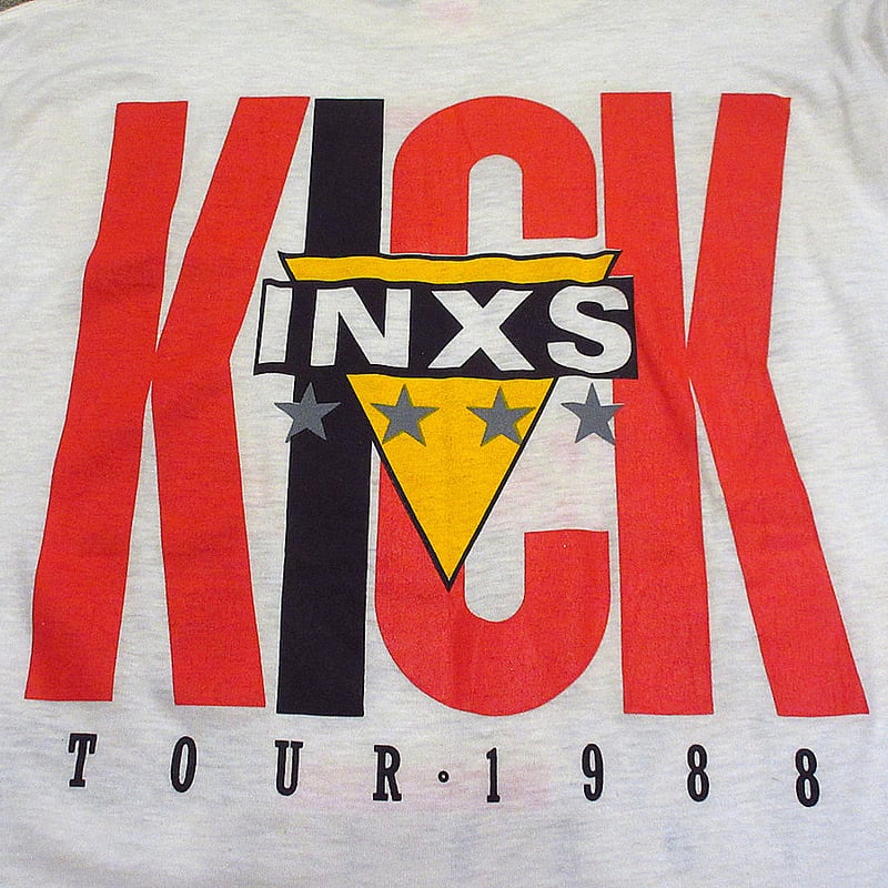 ビンテージ80's○DEADSTOCK INXS 1988年KICKツアーTシャツ白size ビンテージ80's○DEADSTOCK INXS 1988年KICKツアーTシャツ白size