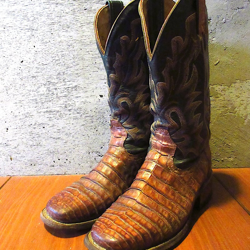 ビンテージ90's○BOULETワニ革ウエスタンブーツ茶size 5 1/2 C○260111