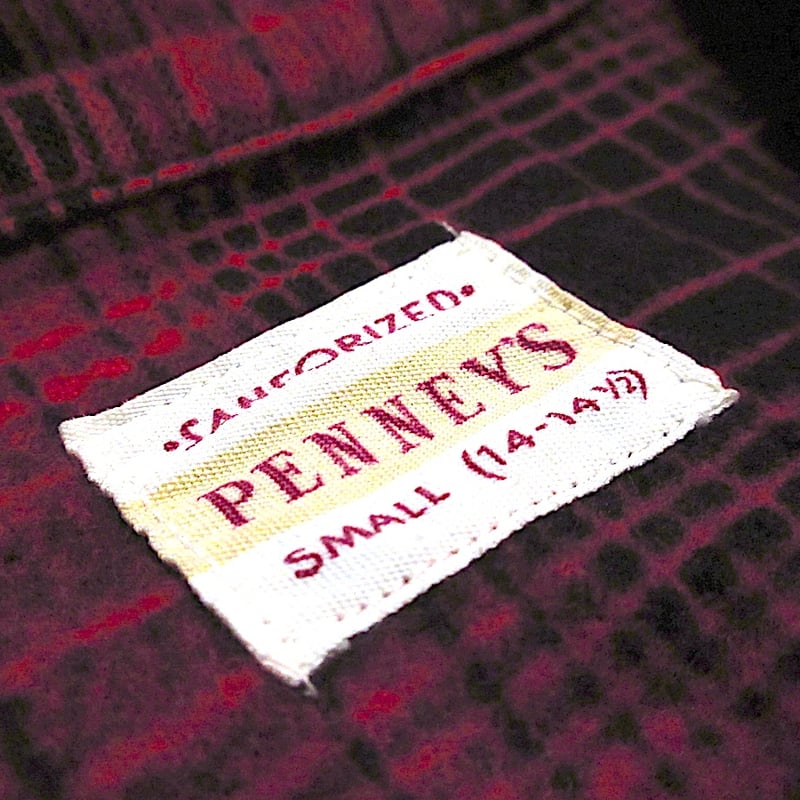 ビンテージ50's○PENNEY'Sオンブレチェックコットンプリントネルシャツ