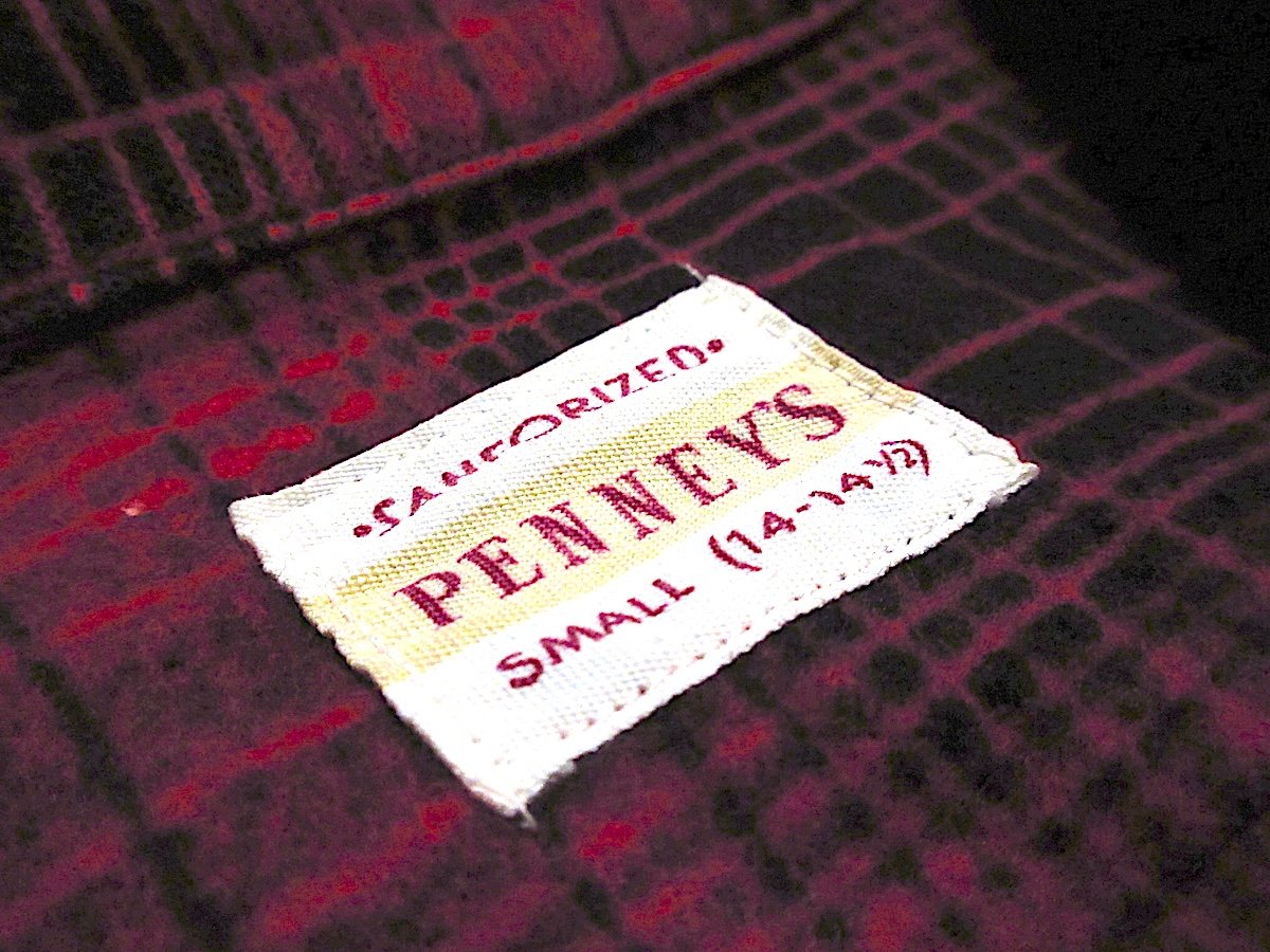 ビンテージ50's○PENNEY'Sオンブレチェックコットンプリントネルシャツ