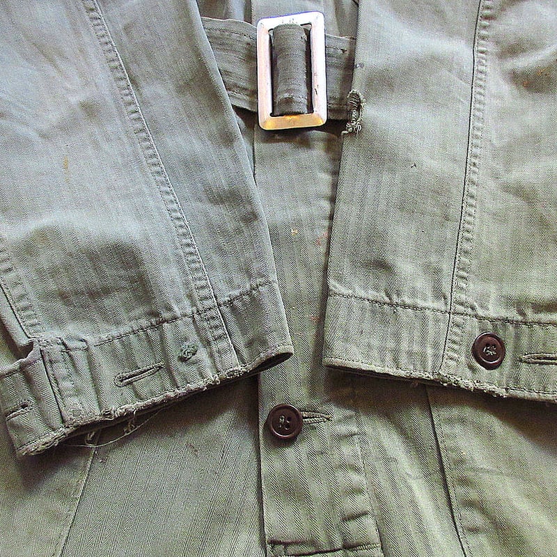 40s CAN'T BUST'EM つなぎ オールインワン ヘリンボーン ビンテージ40's○ミリタリーHBTオールインワンオリーブグリーンsize S