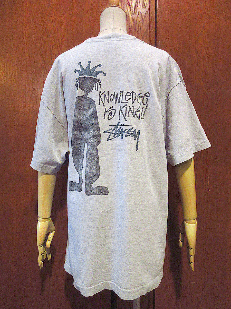 ビンテージ90's○Stussy KNOWLEDGE IS KING!!シャドーマンプリントT