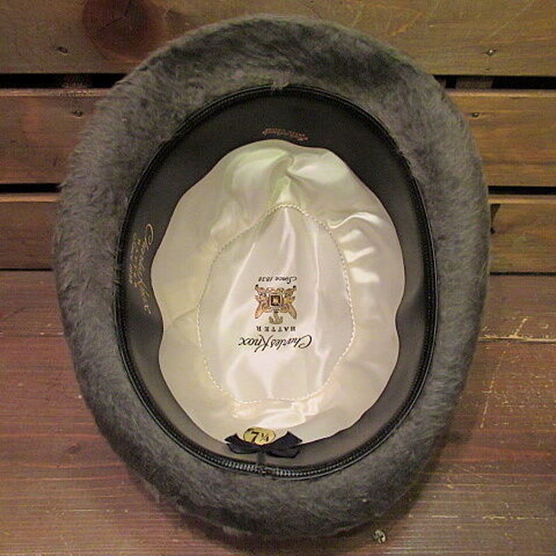 デッドストック フェドラハット ブラック シルクベルベット調 ヴィンテージ