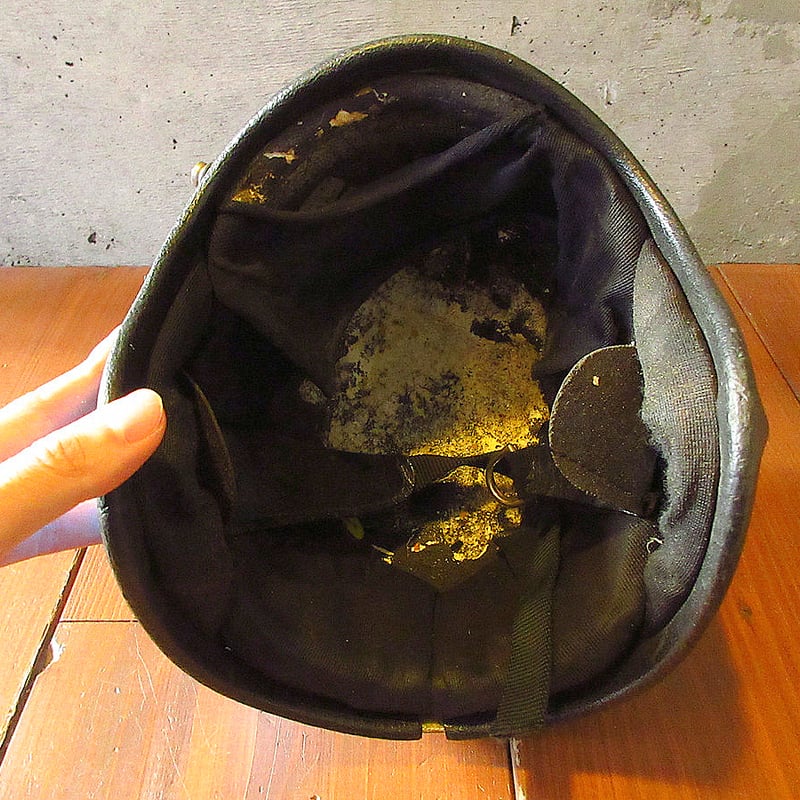 ヘルメット　ヴィンテージ　1960s Sシェル　USA製 60's 純正バイザー付 McHAL SPEEDWAY 革巻リム WHITE 59cm