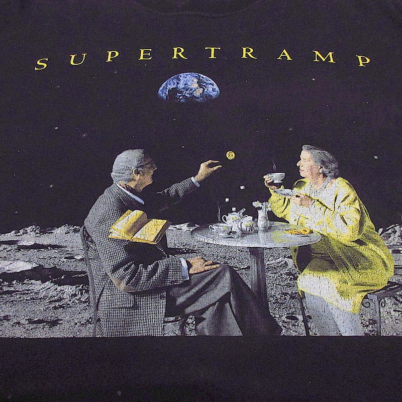 90s フルーツオブザルーム スーパートランプ バンド ツアー 両面プリントt ビンテージ90's○SUPERTRAMPプリントTシャツ黒○240306j6-m-tsh-bn