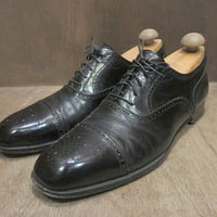 ビンテージ●Salvatore Ferragamoレザーストレートチップシューズ黒size 10 B●250315j6-m-dshs-28cm古着革靴フェラガモ