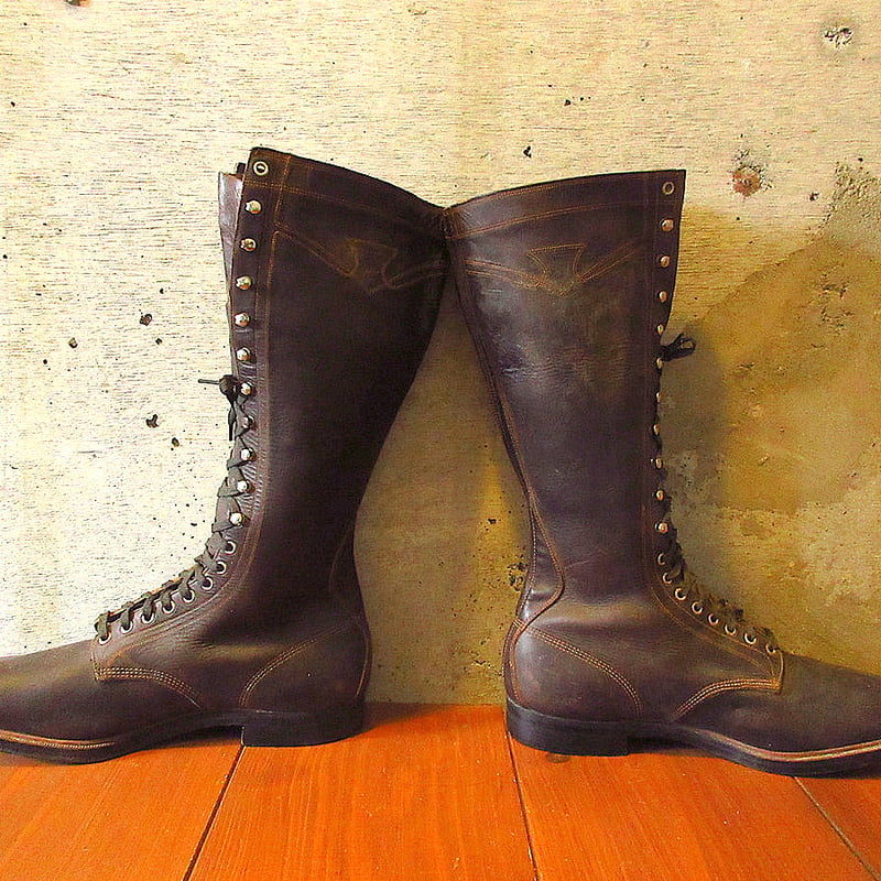 ビンテージ40's○DEADSTOCK？STAR BRANDレースアップワークブーツ茶size