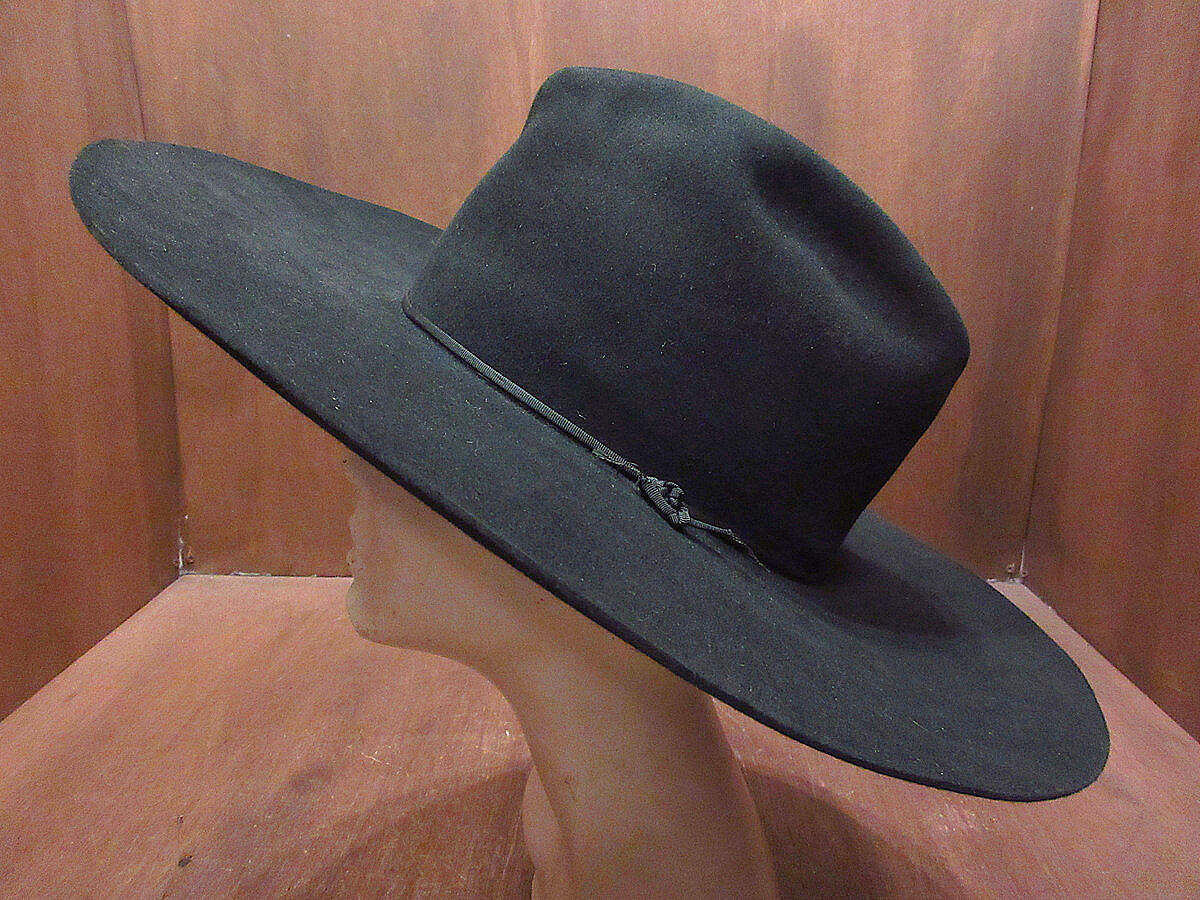 ビンテージ40's50's○フェルトカウボーイハット黒size 7 1/4 ビンテージ40's50's○フェルトカウボーイハット黒size 7 1/4