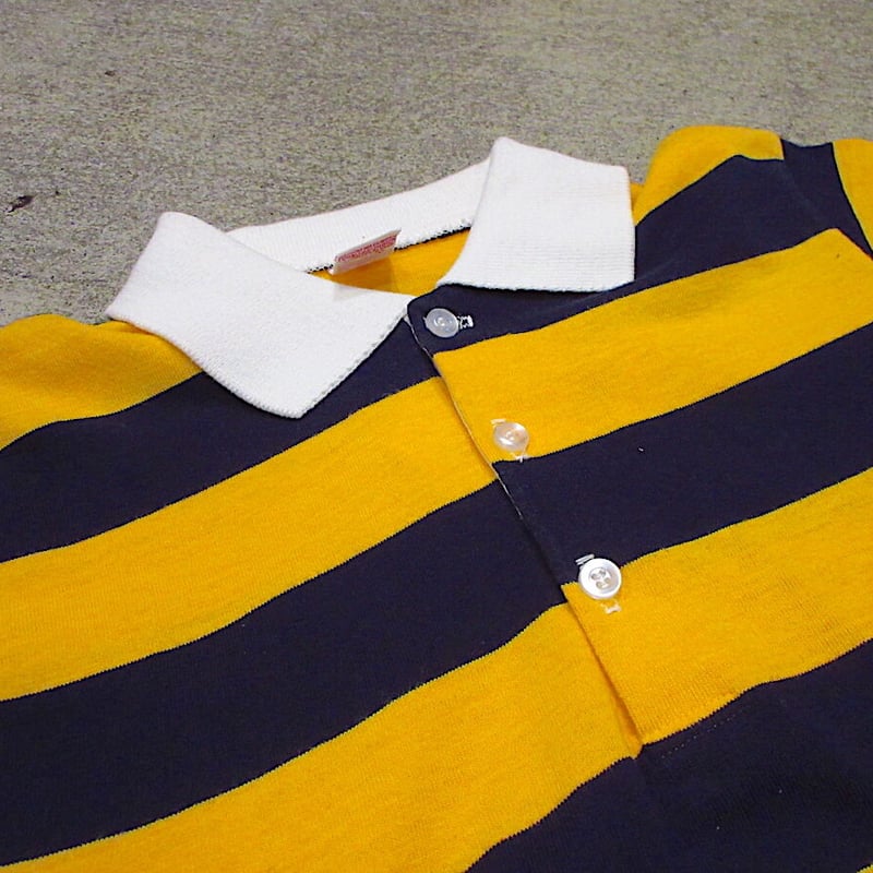 ビンテージ70's○Donmoorコットンワイドボーダーラガーシャツ黄 ビンテージ70's○Donmoorコットンワイドボーダーラガーシャツ黄