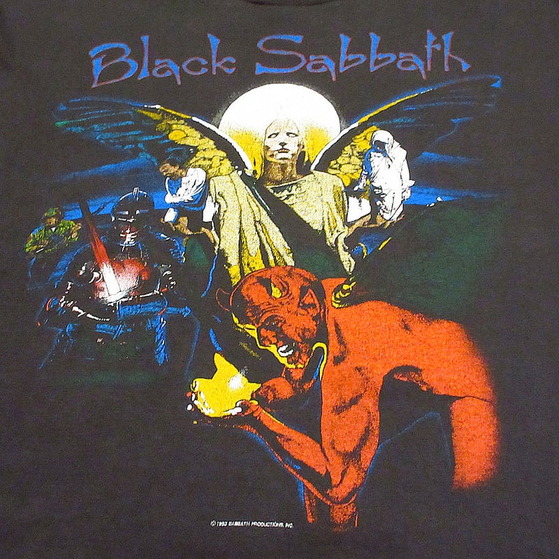 ビンテージ80's○Black SabbathワールドツアーTシャツ黒size L