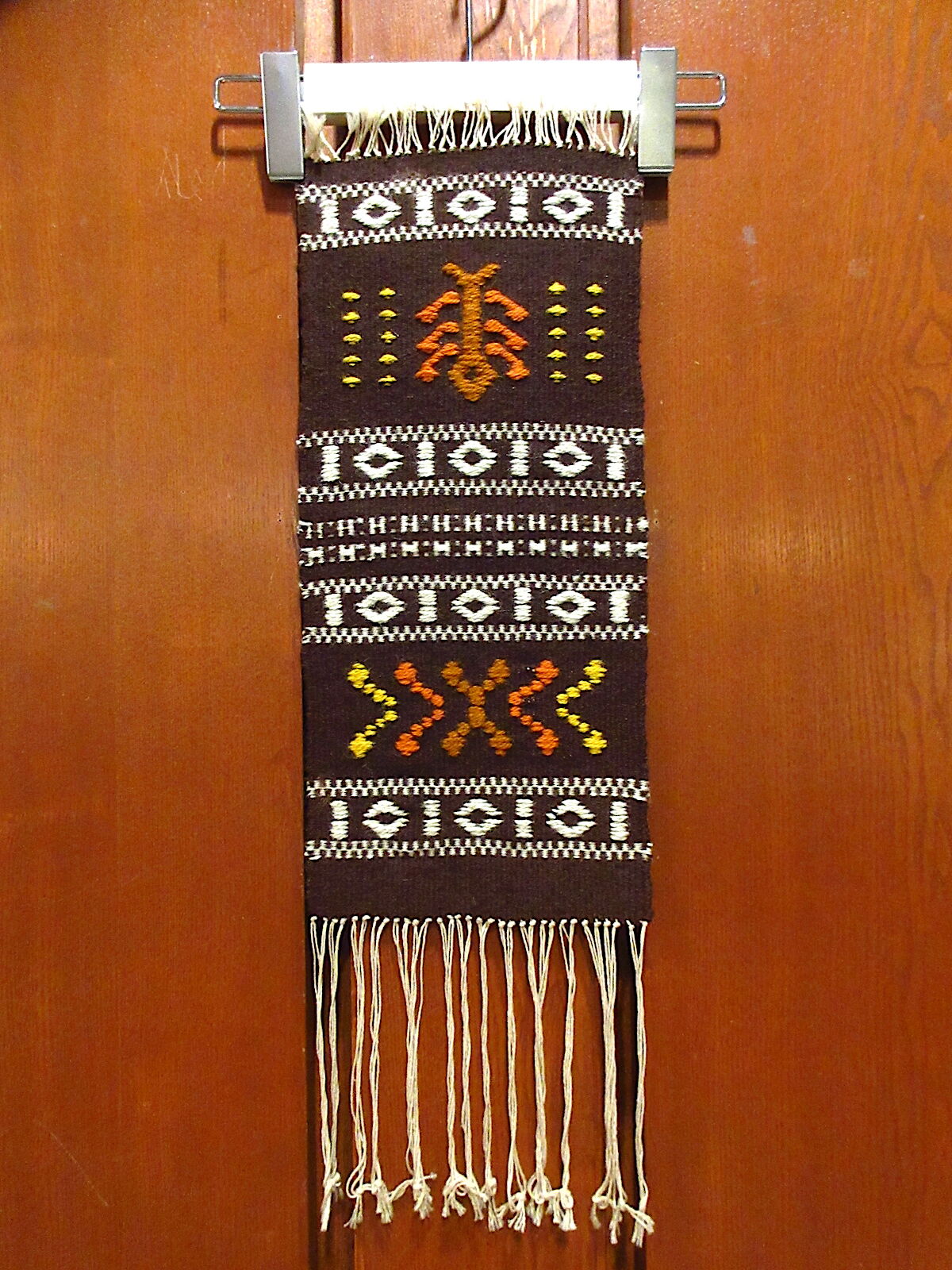 ヴィンテージラグ ウール製 ビンテージ○ネイティブウールラグ茶約42cm×約19cm○220622c3-rug