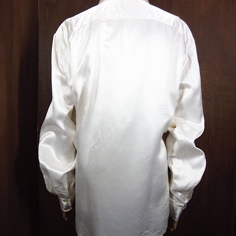 ビンテージ70's○フリルドレスシャツ白○231005p5-m-lssh-drs