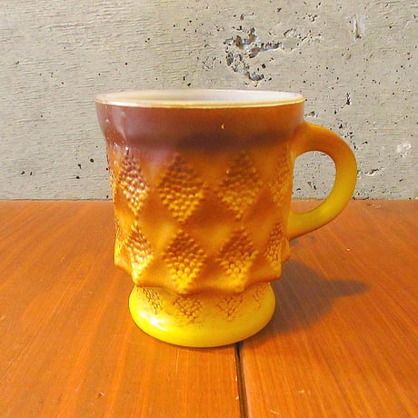Fire King●キンバリーマグ黄色×茶●240401j8-frkマグカップ雑貨ファイヤーキング