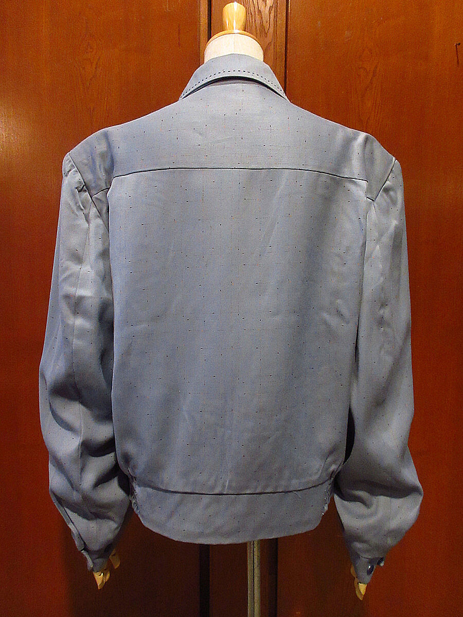 ビンテージ50's○PENNEY'Sカスリ柄リッキージャケット水色size ビンテージ50's○PENNEY'Sカスリ柄リッキージャケット水色size