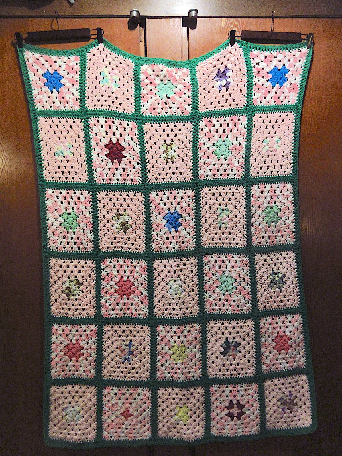 ビンテージ○かぎ針編みブランケットsize 約136cm × 約110cm○250526m2-