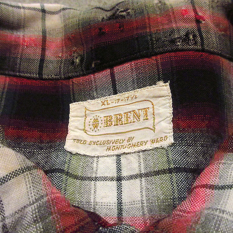 BRENT 40s MONTGOMERYWARDオンブレチェック開襟ウールシャツ BRENT 40s