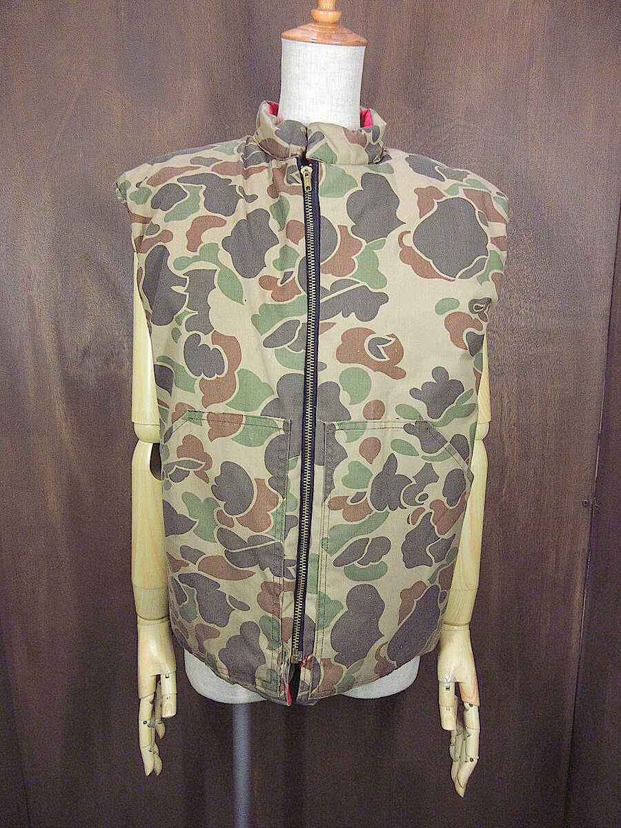70s columbia ダックハンターカモ 中綿 ベスト ビンテージ70's○ダックハンターカモハンティング中綿ベスト○231004j1