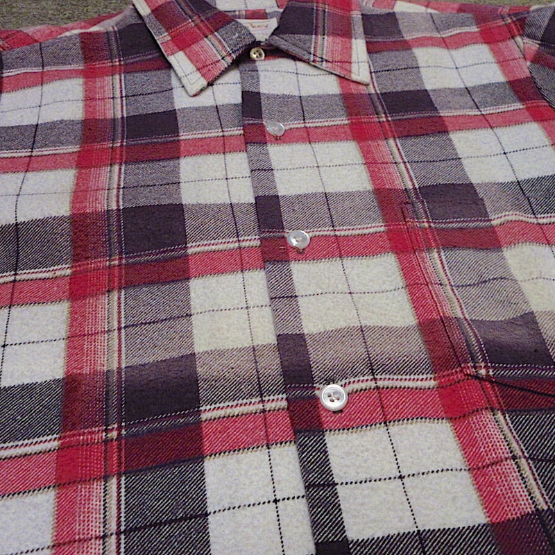 ビンテージ70's○DEADSTOCK golden keyチェックプリントネルシャツsize