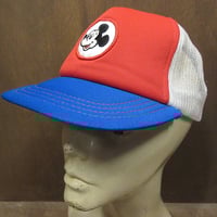 ビンテージ80's●ミッキーマウストリコロールスナップバックメッシュキャップ●230722i3-m-cp-bbディズニー帽子