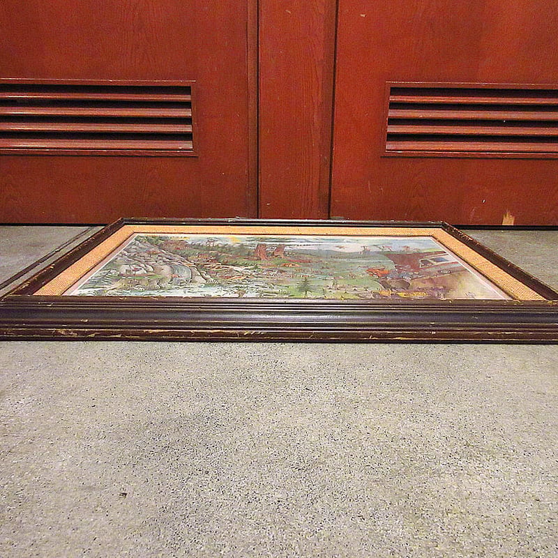 ビンテージ80's○GARY PATTERSONアウトドアアート額付きポスター