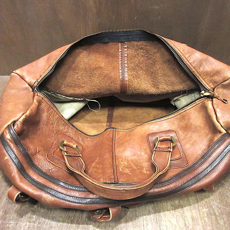 ビンテージ60's70's○レザーボストンバッグ茶○250626j2-bag