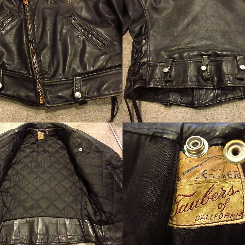 ビンテージ50's60's○Taubersレザーダブルライダースジャケット黒○200531s1 ビンテージ50's60's○Taubersレザーダブルライダースジャケット黒○200531s1