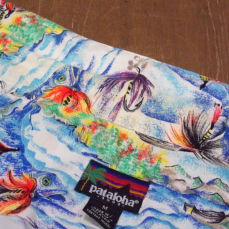 ビンテージ90's○Patagonia Pataloha 毛針柄ハワイアンシャツ M ビンテージ90's○Patagonia Pataloha 毛針柄ハワイアンシャツ M