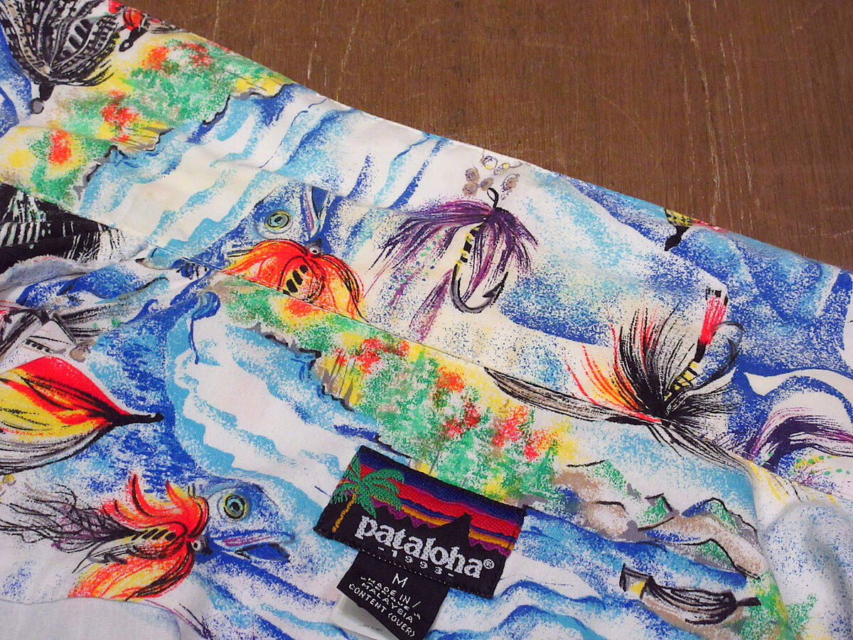 ビンテージ90's○Patagonia Pataloha 毛針柄ハワイアンシャツ M ビンテージ90's○Patagonia Pataloha 毛針柄ハワイアンシャツ M