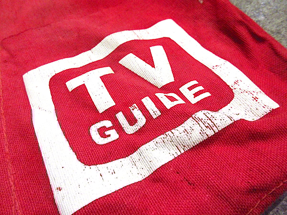ビンテージ~60's○TV GUIDEキャンバスエプロン赤○241005m6-apr