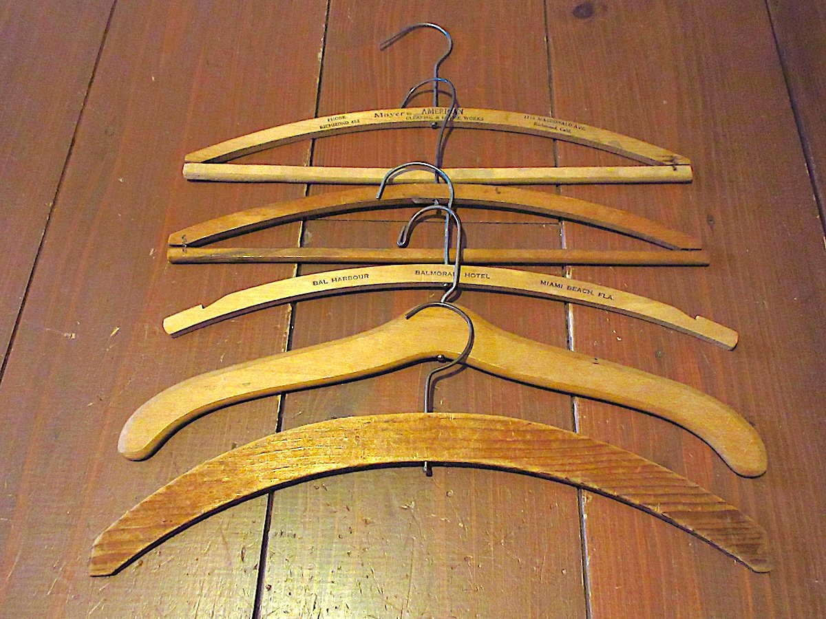 ビンテージ○ウッドハンガー5本セット○250728z8-otclct木製店舗什器