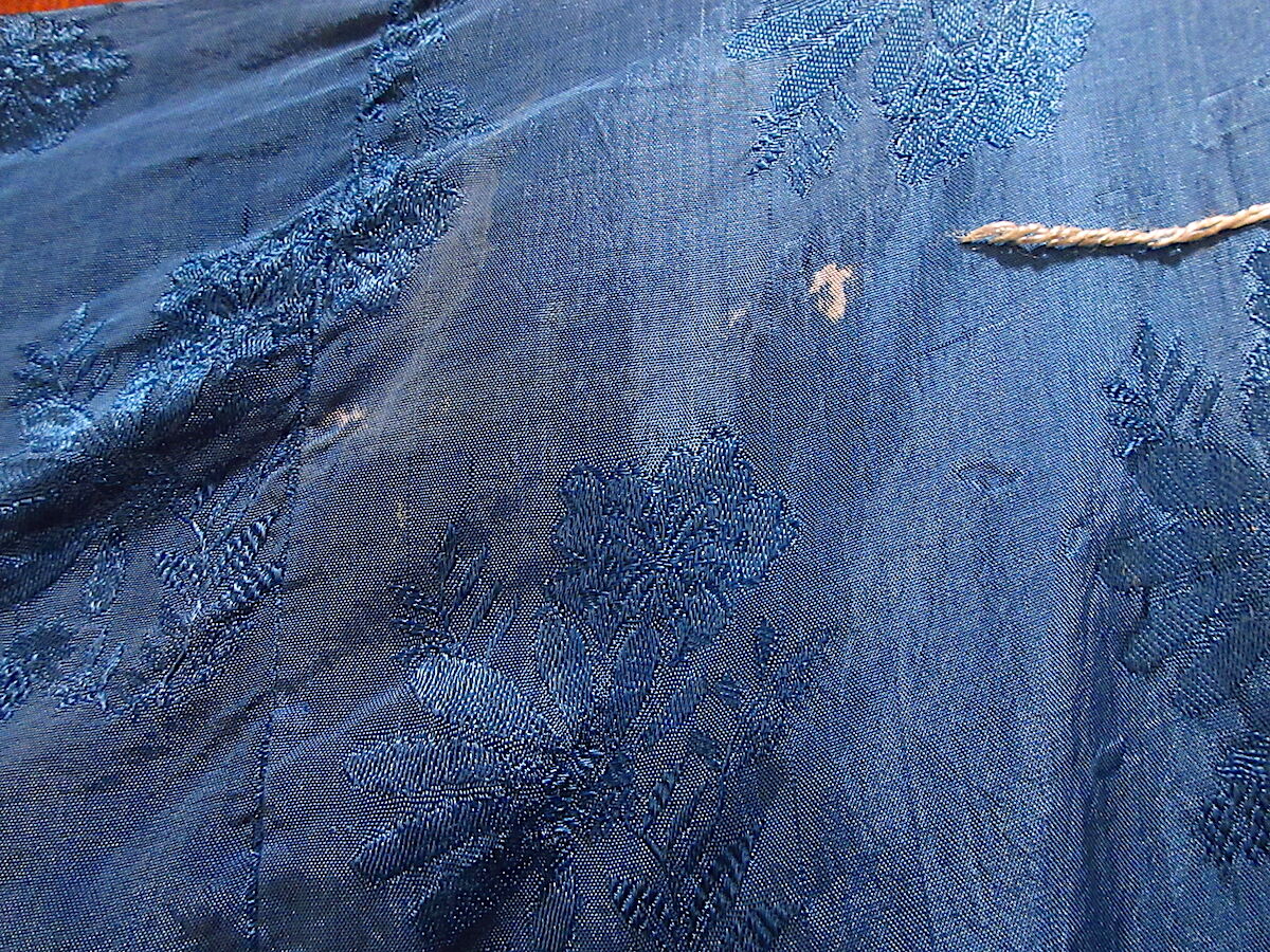 ビンテージ40's○花刺繍サテンガウン青○220621c1-w-gwn 1940s