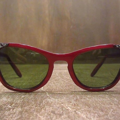 ビンテージ60's●B&Lキャッツアイサングラス赤●220719i4-eygls 1960sボシュロムフォックスロカビリーグリーンレンズ