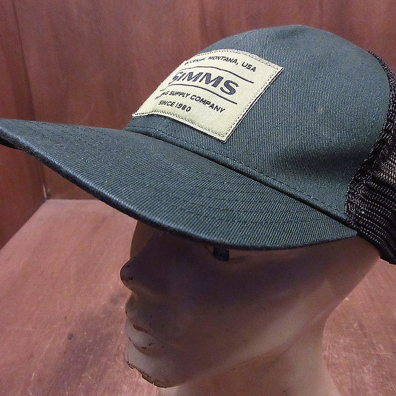 SIMMS○スナップバックメッシュキャップ緑×黒○240318i4-m-cp-bb